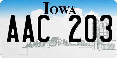 IA license plate AAC203
