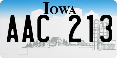 IA license plate AAC213