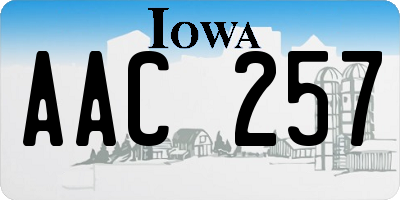 IA license plate AAC257
