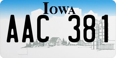 IA license plate AAC381