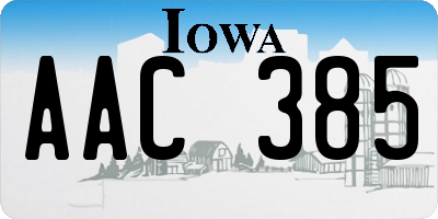 IA license plate AAC385