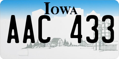 IA license plate AAC433