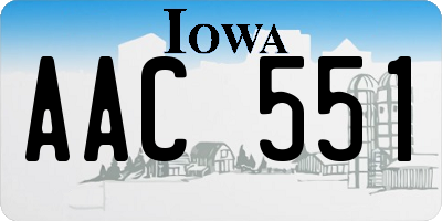 IA license plate AAC551