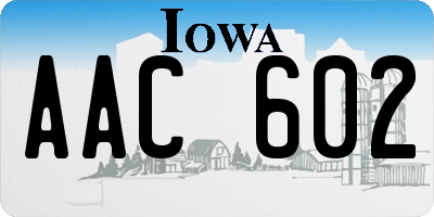 IA license plate AAC602