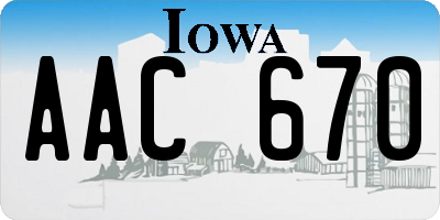 IA license plate AAC670