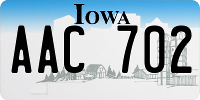 IA license plate AAC702