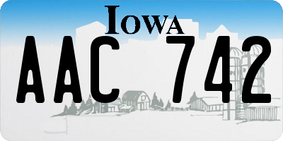 IA license plate AAC742