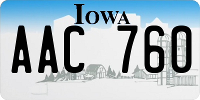 IA license plate AAC760