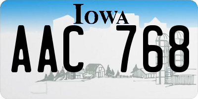 IA license plate AAC768