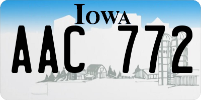 IA license plate AAC772