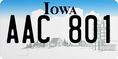 IA license plate AAC801