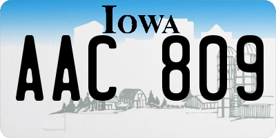 IA license plate AAC809
