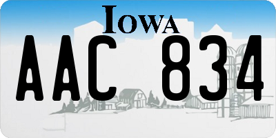 IA license plate AAC834