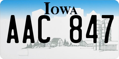 IA license plate AAC847