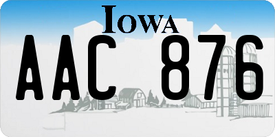 IA license plate AAC876