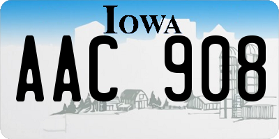 IA license plate AAC908