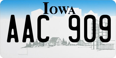IA license plate AAC909