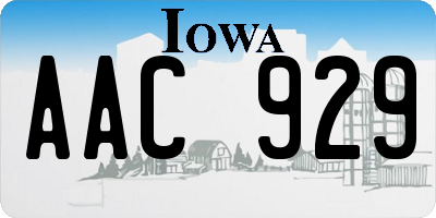 IA license plate AAC929