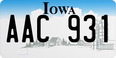 IA license plate AAC931