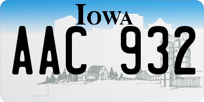 IA license plate AAC932