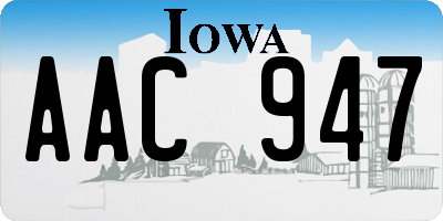 IA license plate AAC947