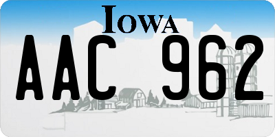 IA license plate AAC962