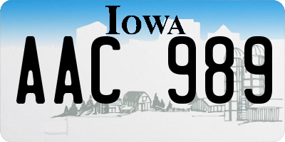 IA license plate AAC989