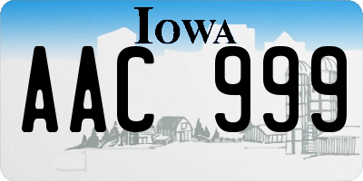 IA license plate AAC999