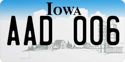 IA license plate AAD006