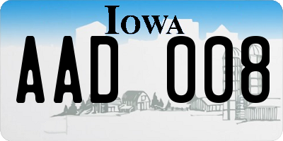 IA license plate AAD008