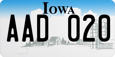 IA license plate AAD020