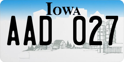 IA license plate AAD027