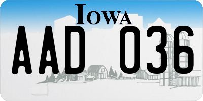 IA license plate AAD036