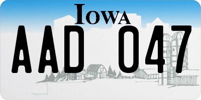 IA license plate AAD047