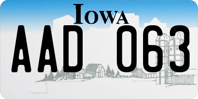 IA license plate AAD063