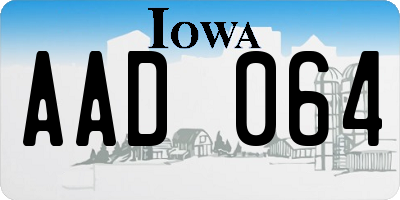 IA license plate AAD064