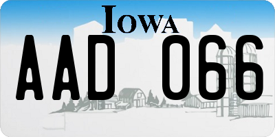 IA license plate AAD066