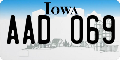 IA license plate AAD069