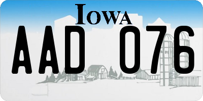 IA license plate AAD076