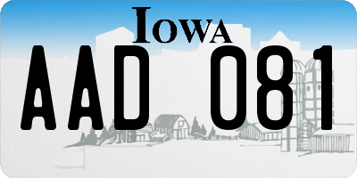IA license plate AAD081