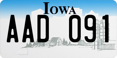 IA license plate AAD091
