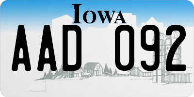 IA license plate AAD092