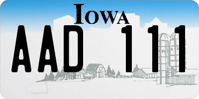 IA license plate AAD111