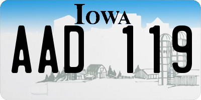 IA license plate AAD119