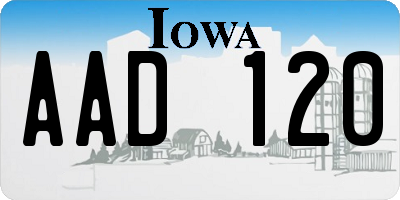 IA license plate AAD120