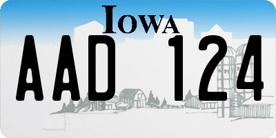 IA license plate AAD124