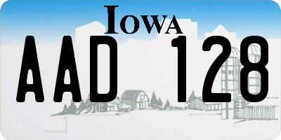 IA license plate AAD128