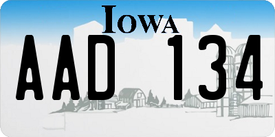 IA license plate AAD134