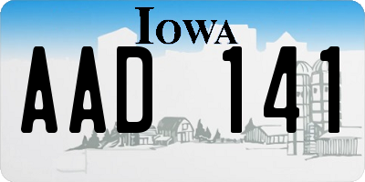 IA license plate AAD141