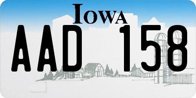 IA license plate AAD158
